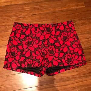 Express Red Floral Shorts